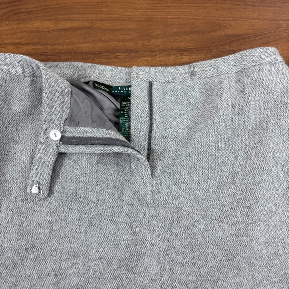 Lauren Ralph Lauren Women's Wool Angora Knee Length Pencil‎ Skirt Gray Size 14